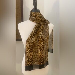 Brown and Black Leopard Print with alternating Sheer Stripe Scarf/Wrap